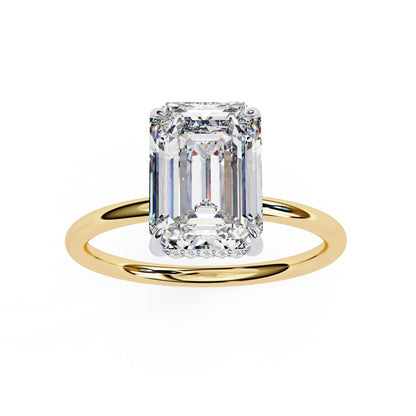 Emerald Lab Grown Diamond Hidden Halo Engagement Ring