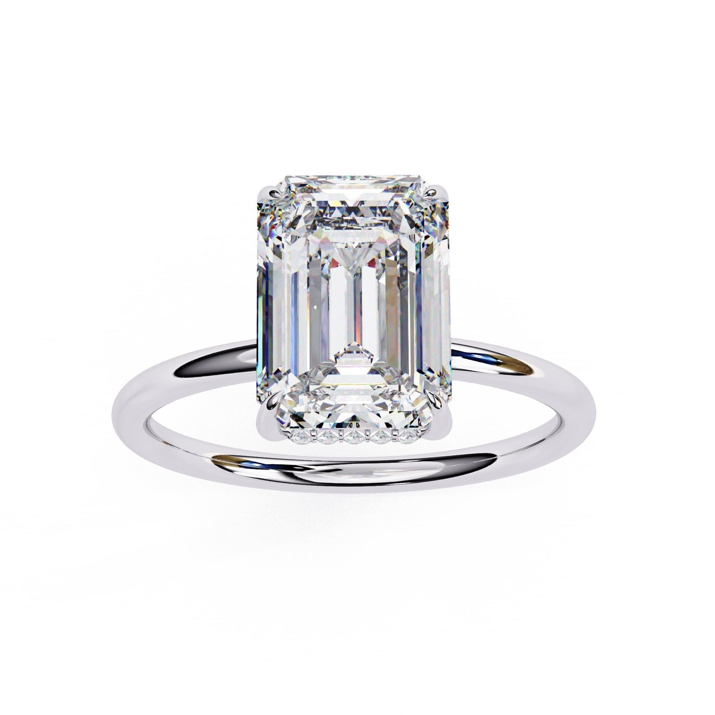 Emerald Lab Grown Diamond Hidden Halo Engagement Ring