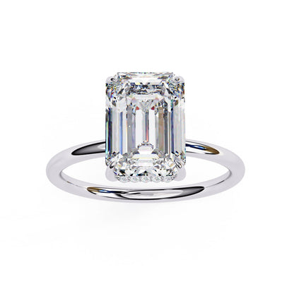 Emerald Lab Grown Diamond Hidden Halo Engagement Ring