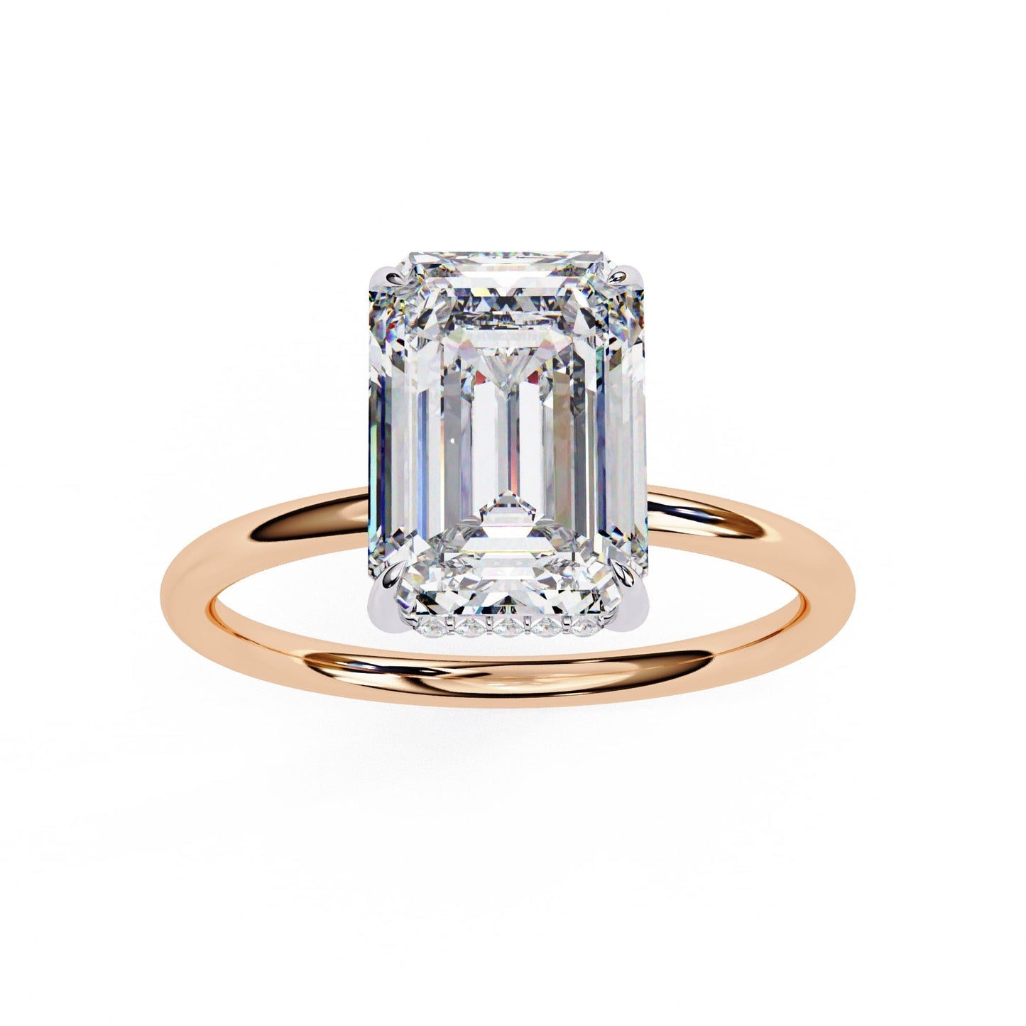 Emerald Lab Grown Diamond Hidden Halo Engagement Ring