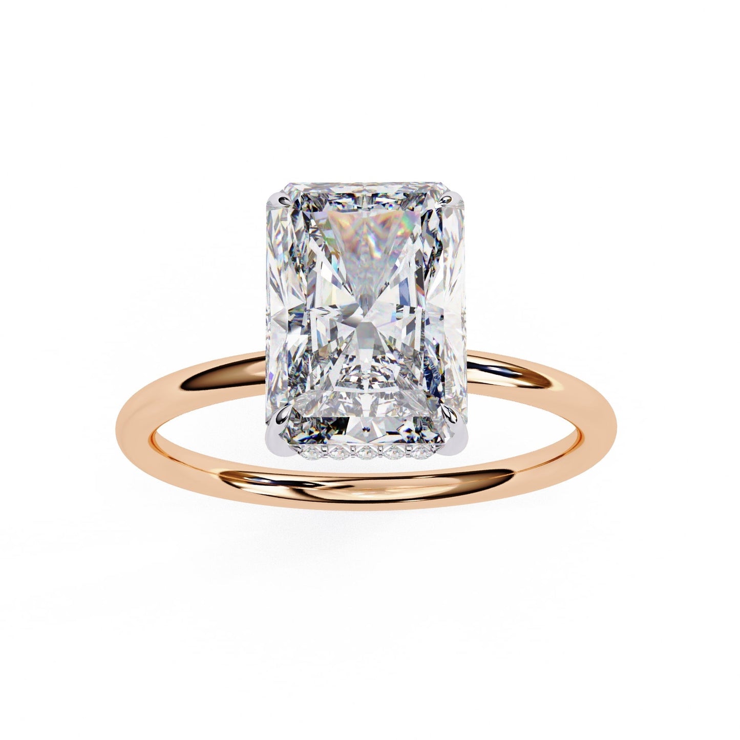 Hidden Halo Radiant Diamond Engagement Ring
