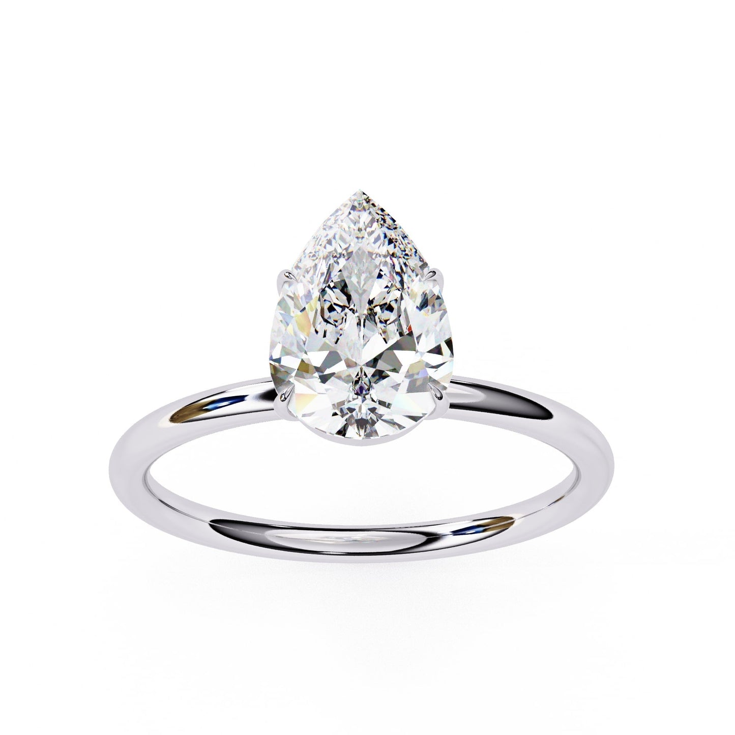 Classic Pear Diamond Solitaire Engagement Ring
