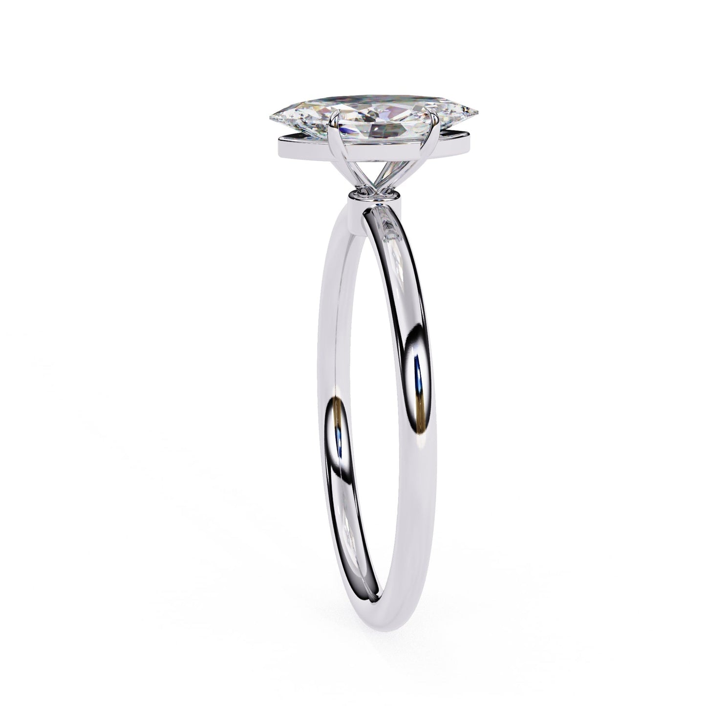 Marquise Cut Lab Diamond Solitaire Engagement Ring