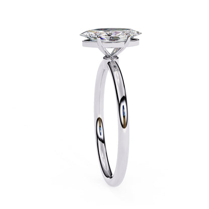 Marquise Cut Lab Diamond Solitaire Engagement Ring