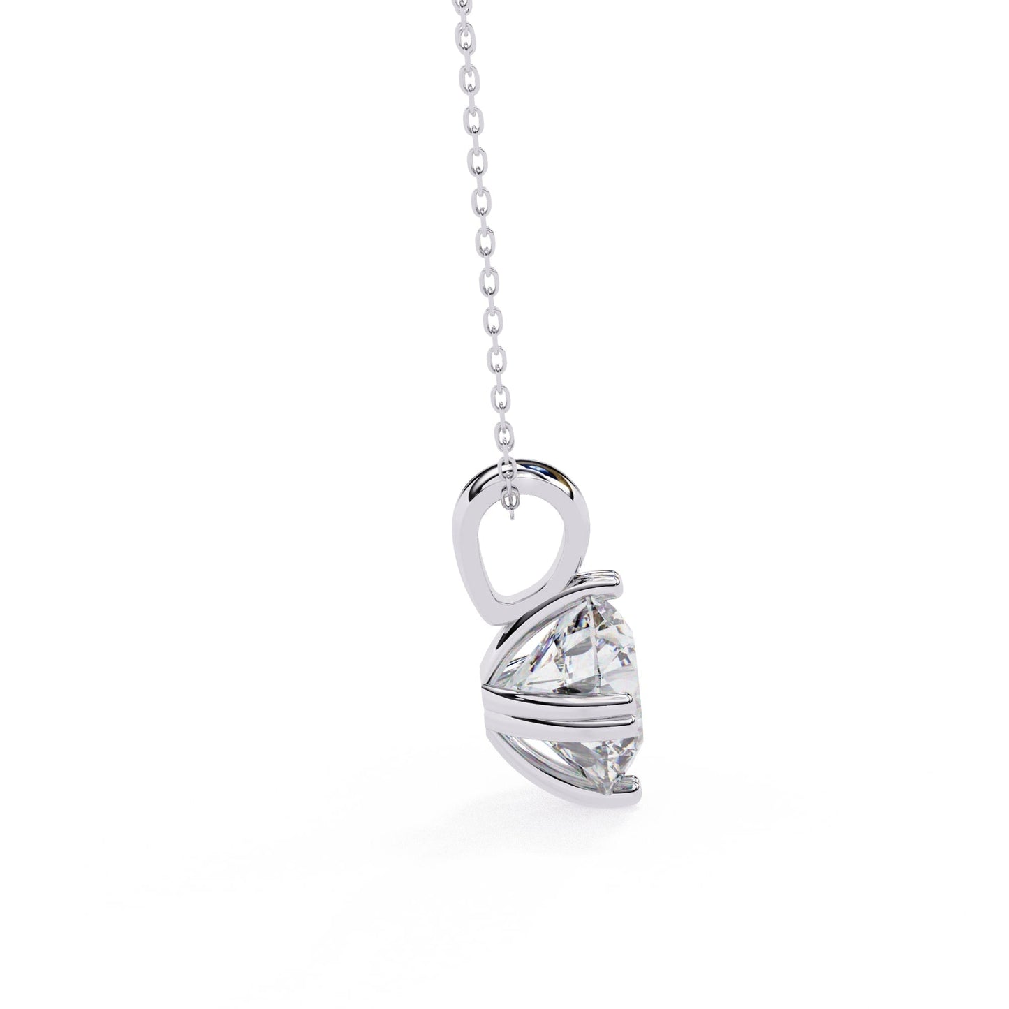Double Prong Round Lab Grown Diamond  Pendant