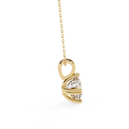 Double Prong Round Lab Grown Diamond  Pendant