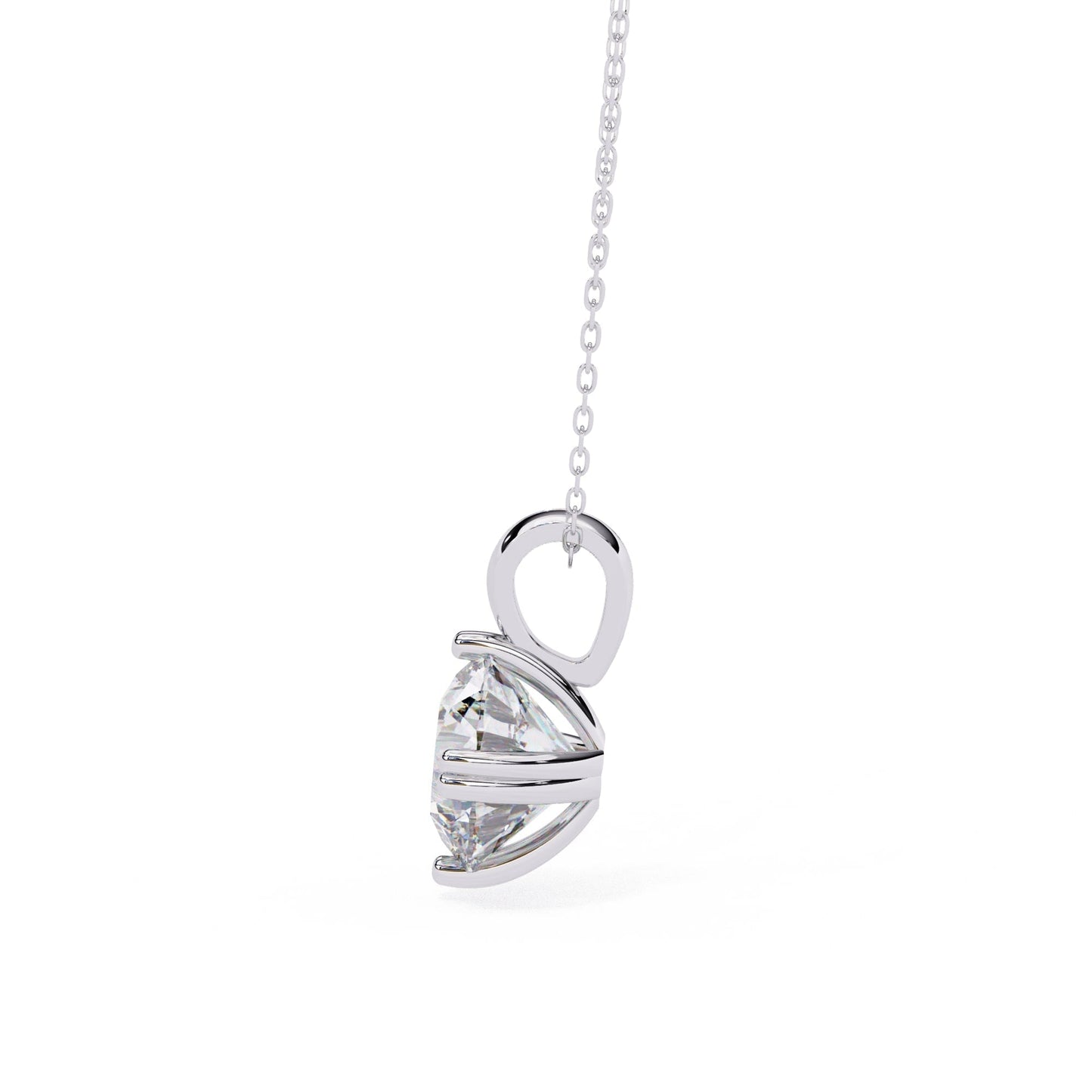 Double Prong Round Lab Grown Diamond  Pendant