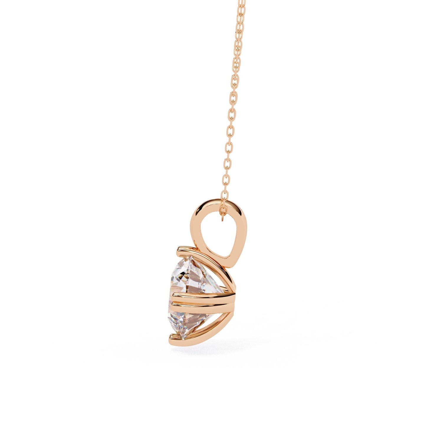 Double Prong Round Lab Grown Diamond  Pendant