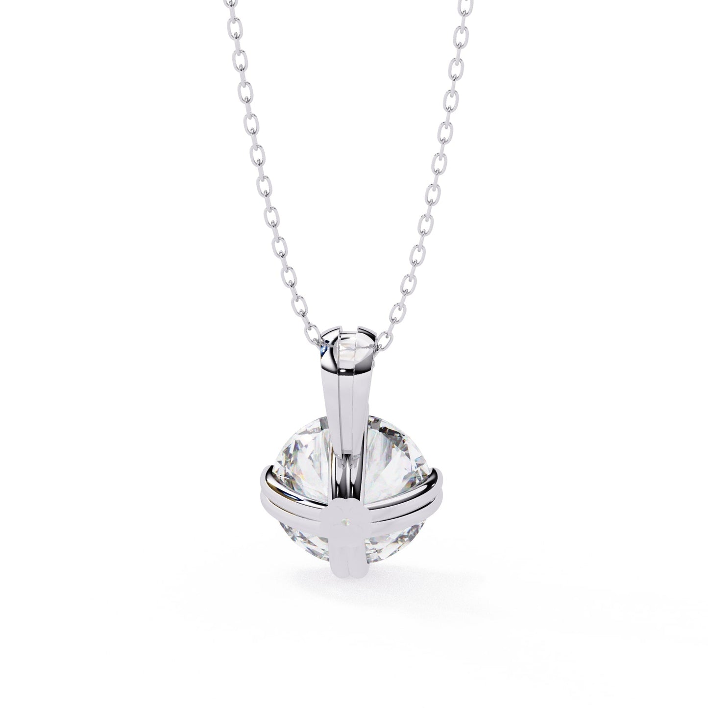 Double Prong Round Lab Grown Diamond  Pendant
