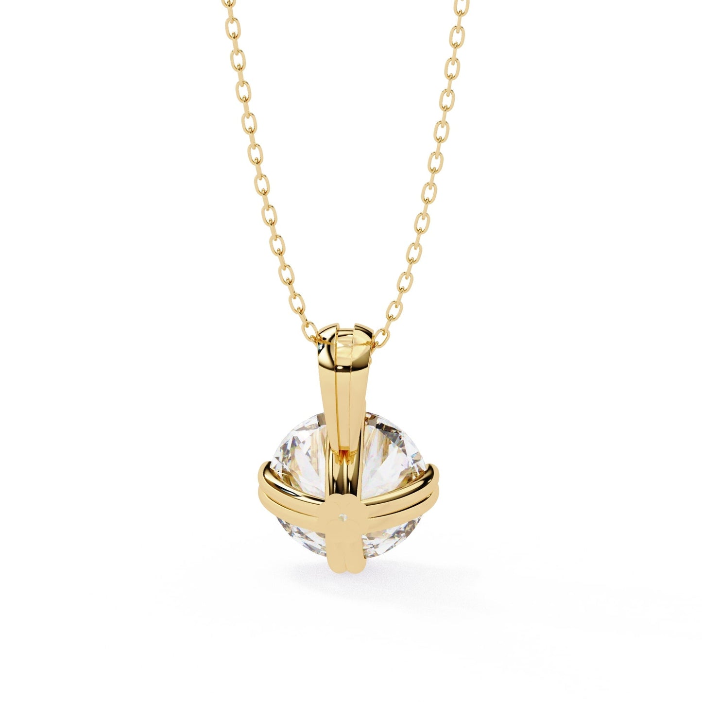 Double Prong Round Lab Grown Diamond  Pendant