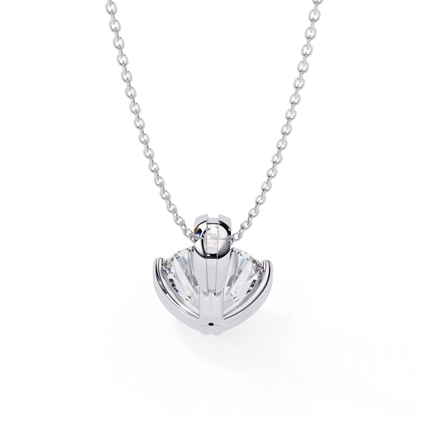 Double Prong Round Lab Grown Diamond  Pendant