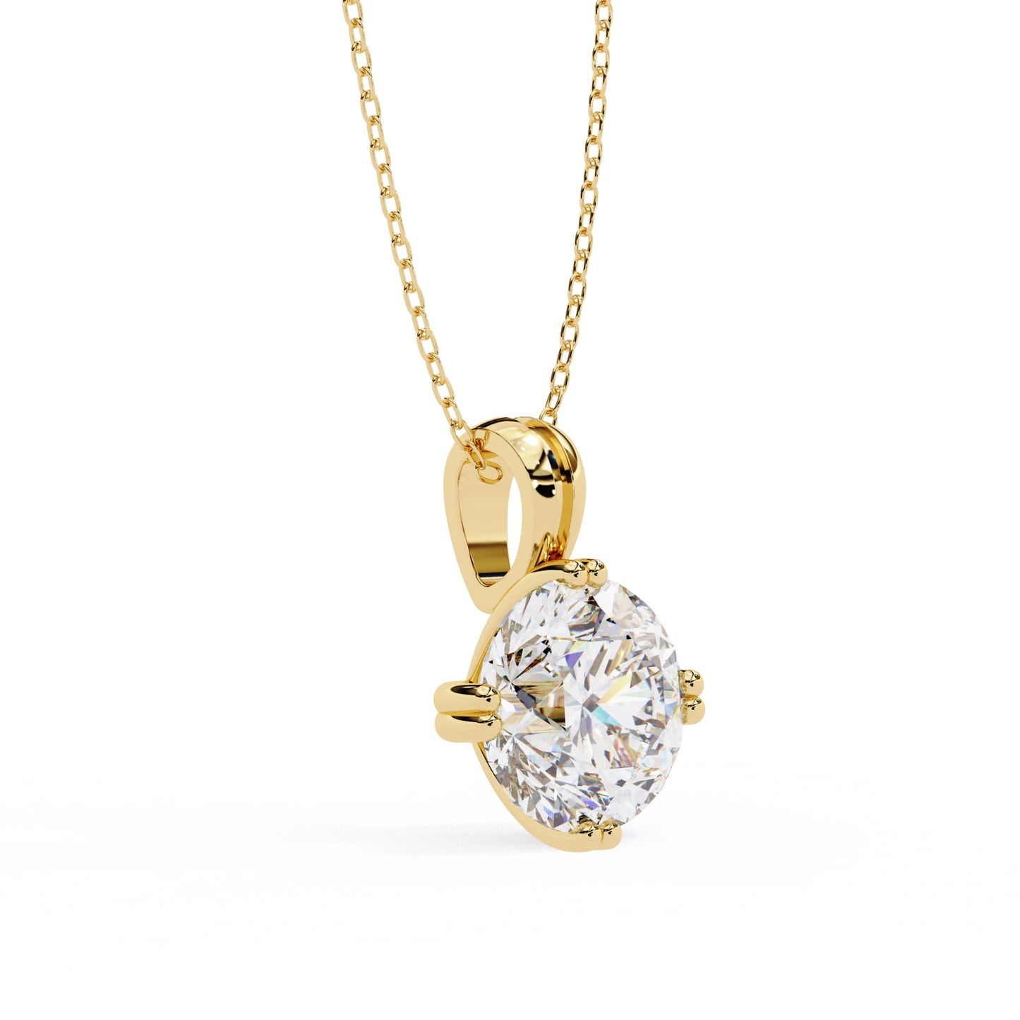 Double Prong Round Lab Grown Diamond  Pendant