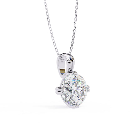 Double Prong Round Lab Grown Diamond  Pendant