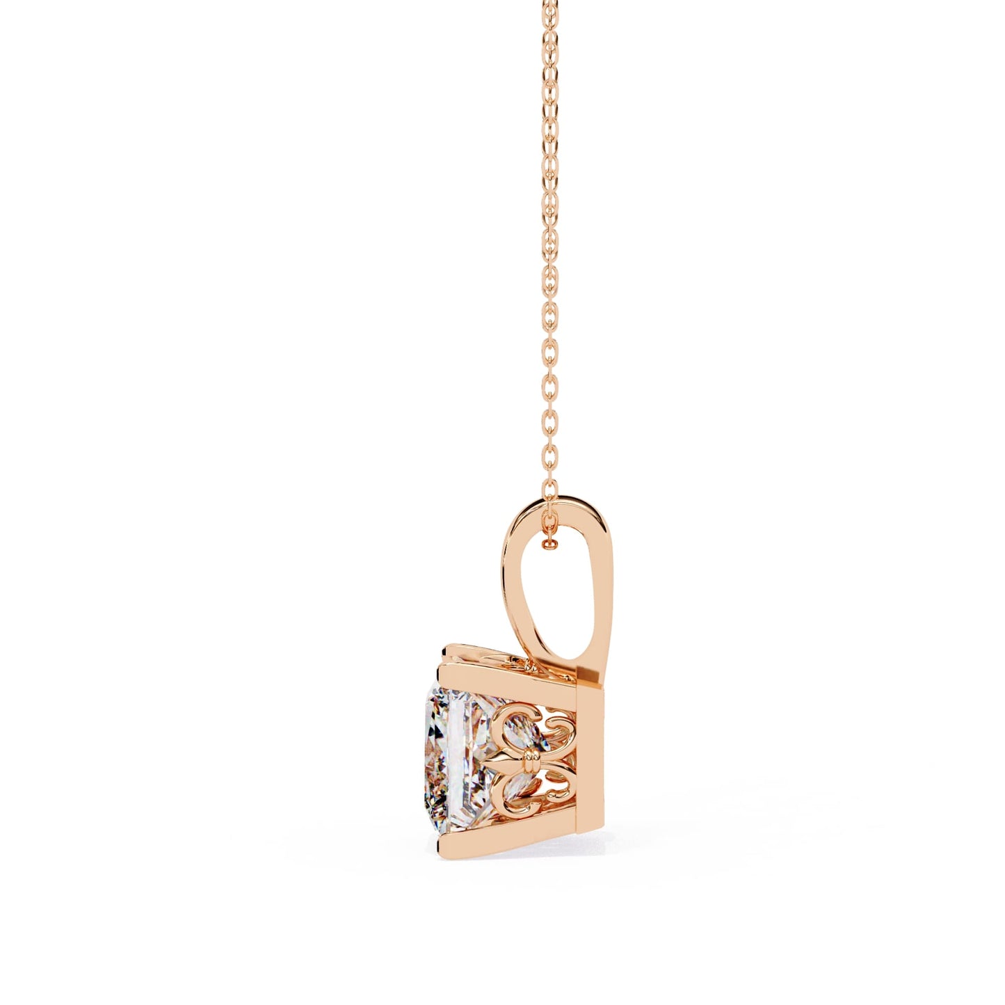 4 Prong Princess Cut Lab Grown Diamond Pendant