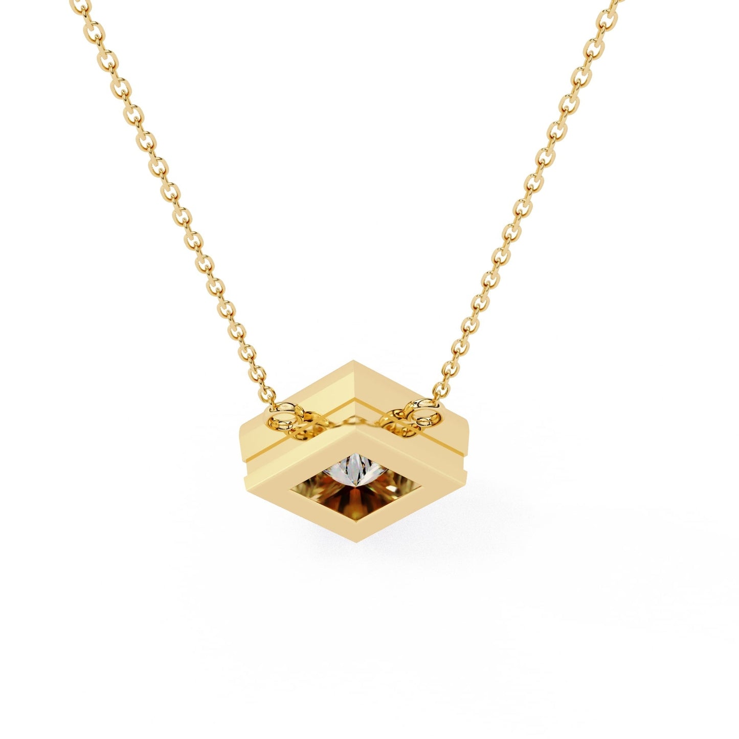 Stylish Princess Cut Bezel Pendant