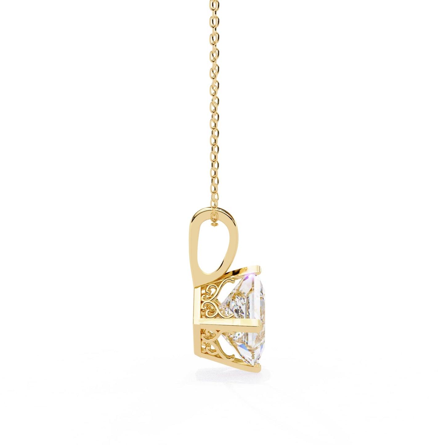 Lab Grown Princess Cut Diamond Basket Pendant