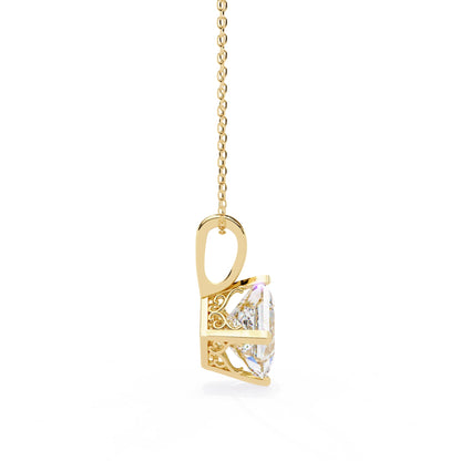 Lab Grown Princess Cut Diamond Basket Pendant