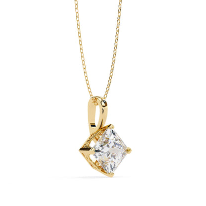 Lab Grown Princess Cut Diamond Basket Pendant