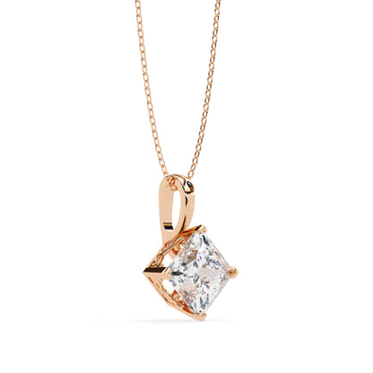 Lab Grown Princess Cut Diamond Basket Pendant