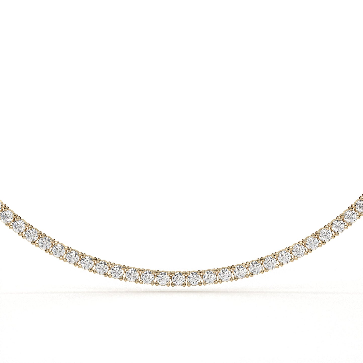 Gold necklace with diamonds on a white background