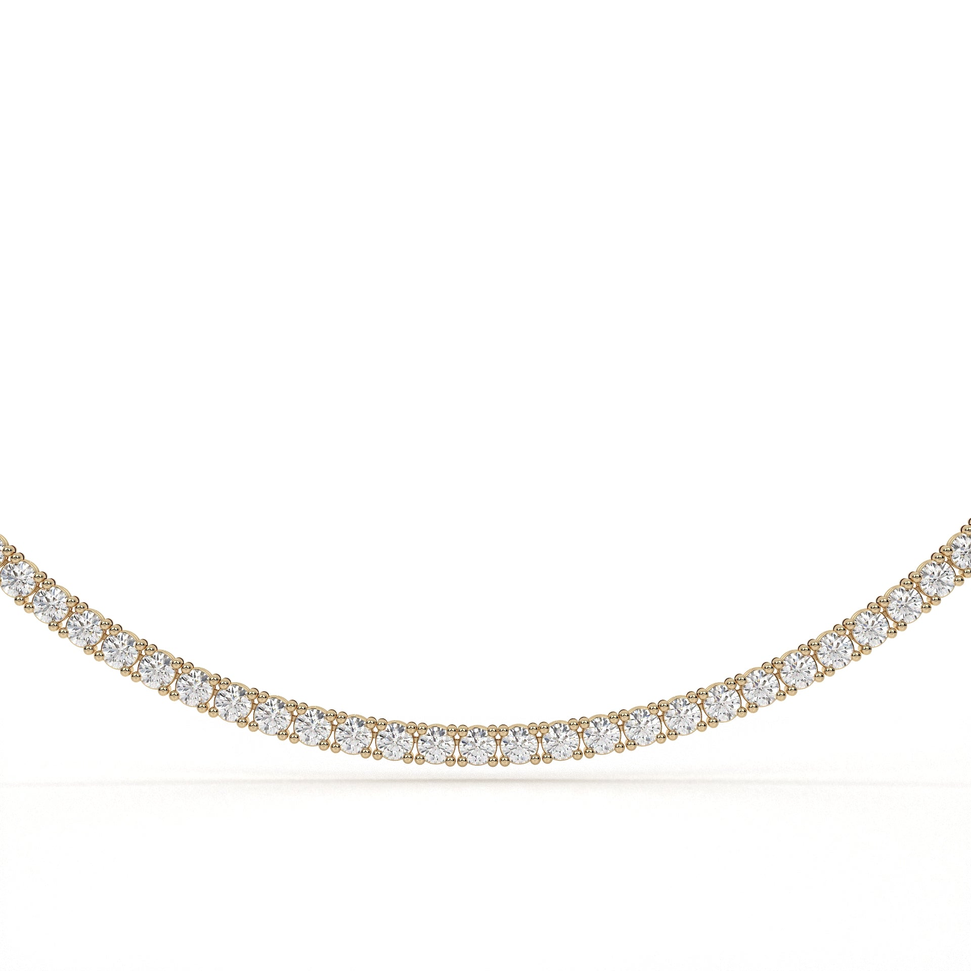 Gold necklace with diamonds on a white background