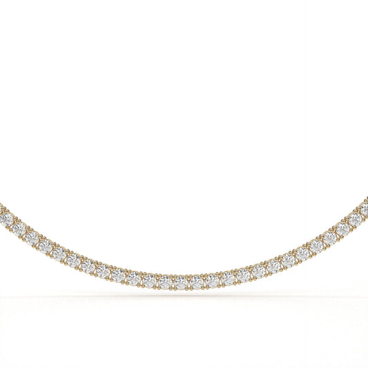 Gold necklace with diamonds on a white background