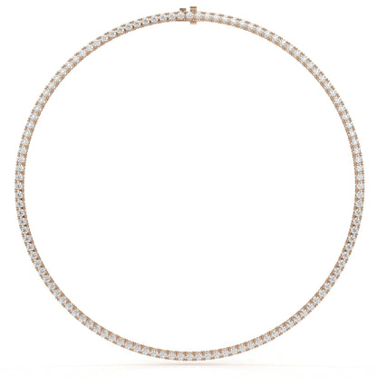 Rose gold necklace with diamonds on a white background