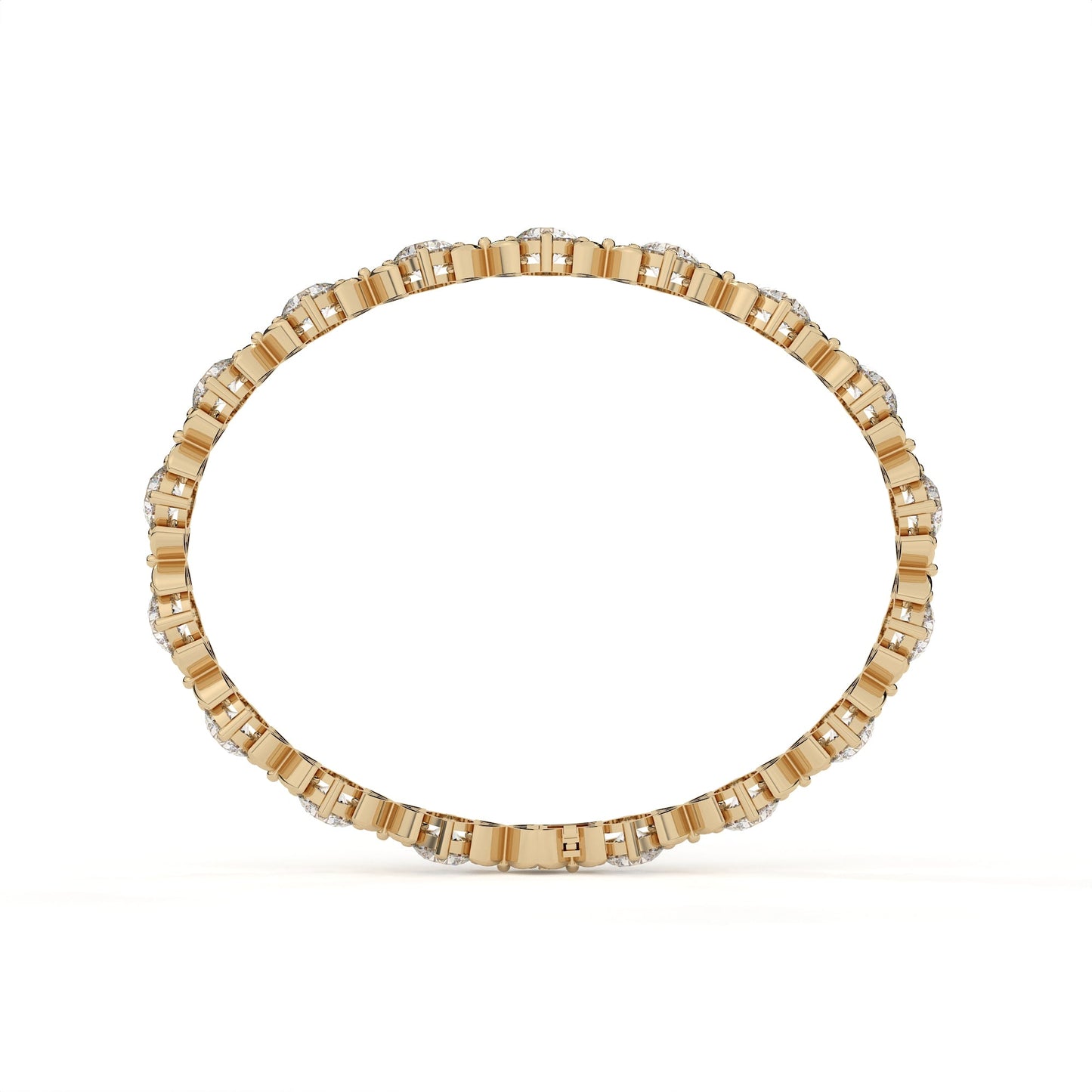 Gold bracelet with square beads on a white background