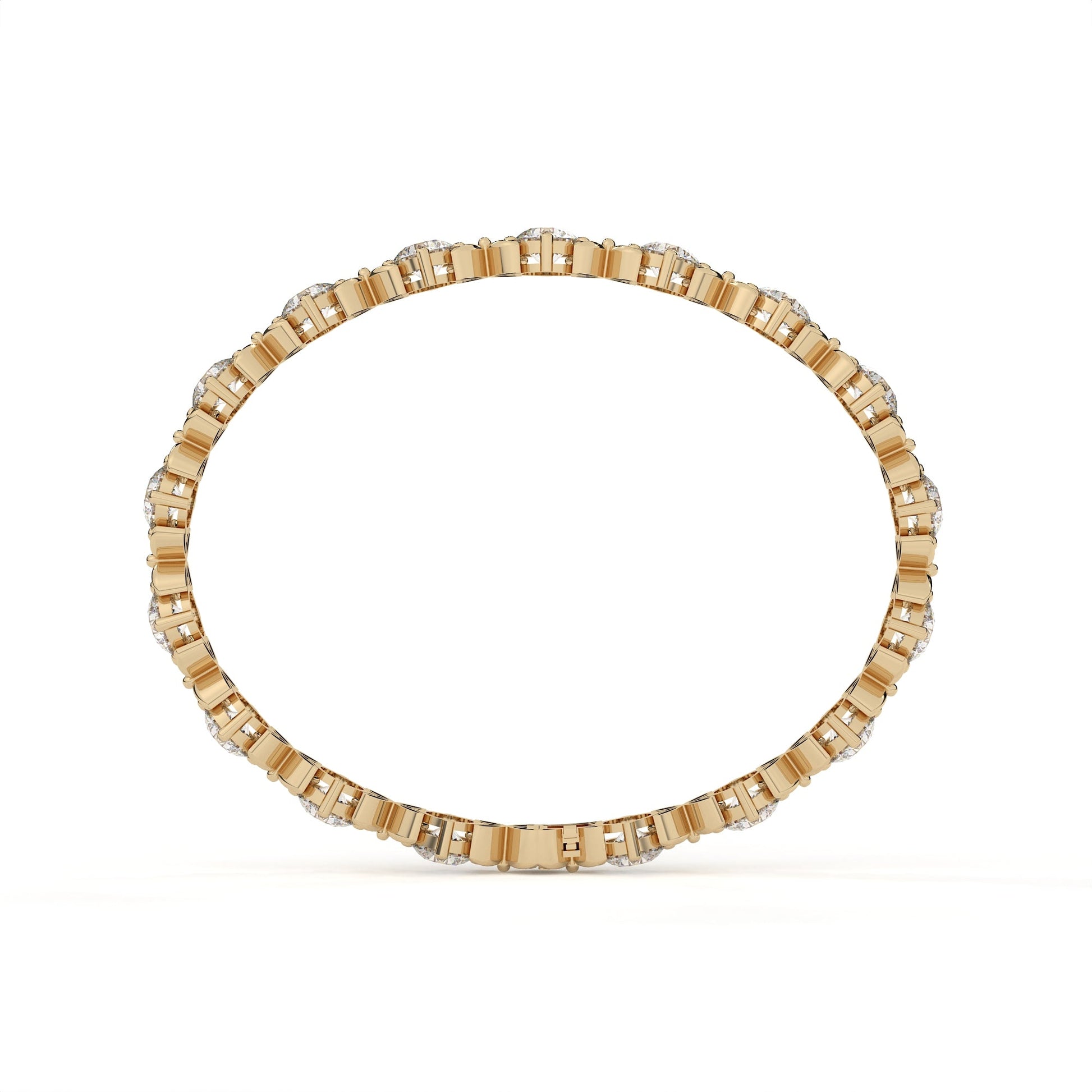 Gold bracelet with square beads on a white background