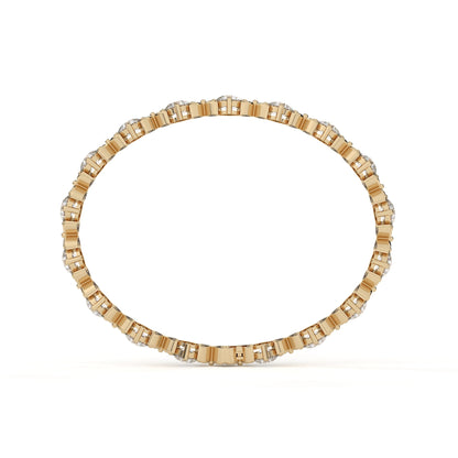 Gold bracelet with square beads on a white background