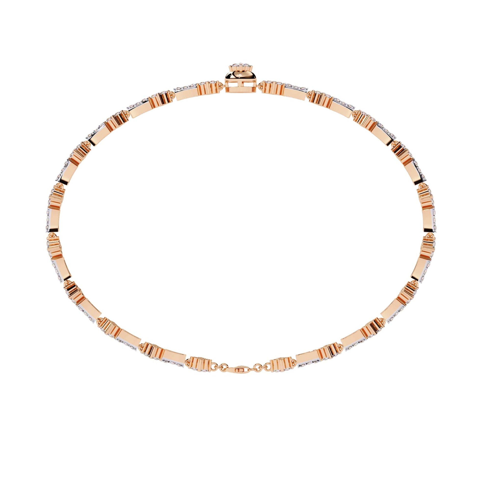 Rose gold necklace on a white background