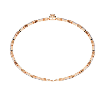 Rose gold necklace on a white background