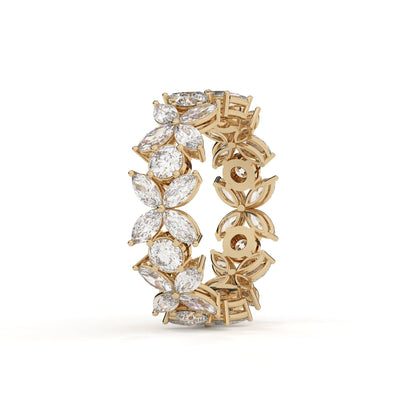 Gold and diamond earring on a white background