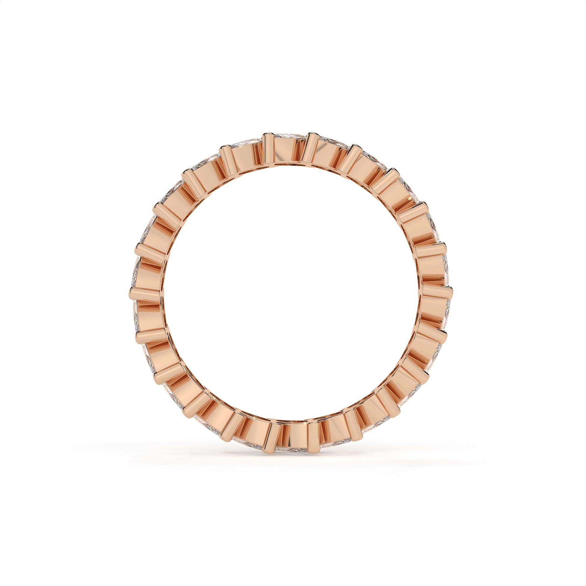 Rose gold ring with a unique design on a white background