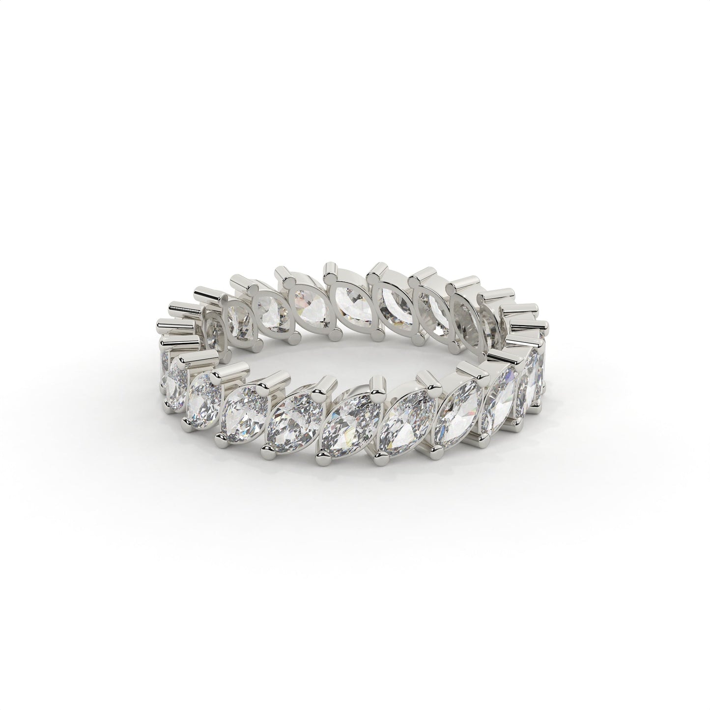 Silver bracelet with clear gemstones on a white background