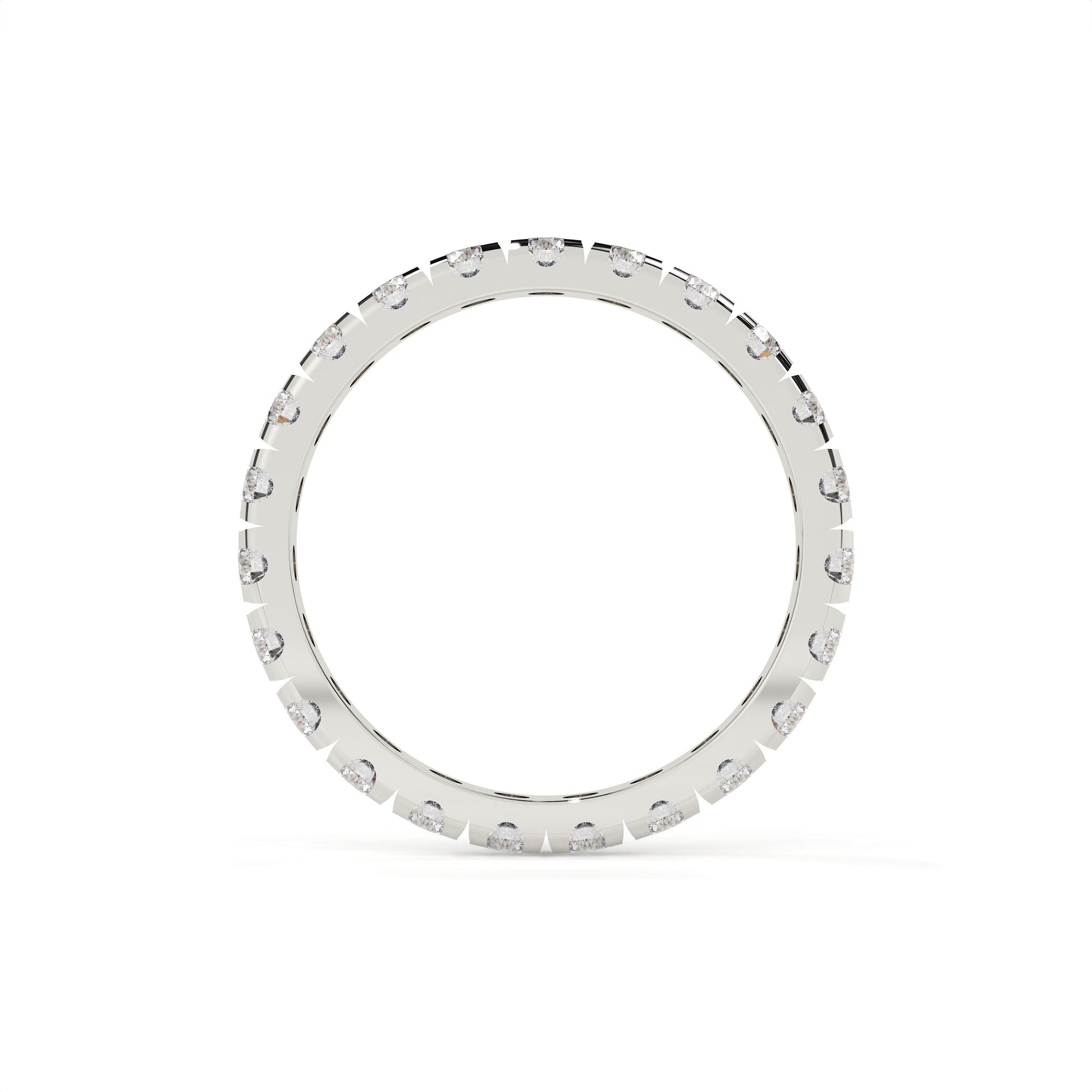 Silver ring with small stones on a white background