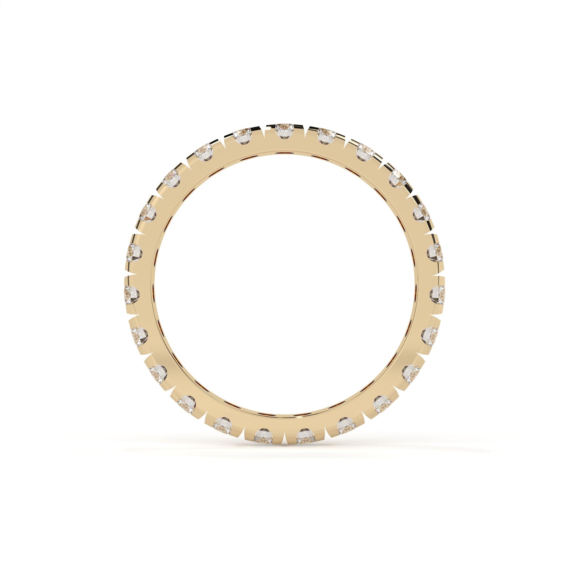 Gold ring with small diamonds on a white background