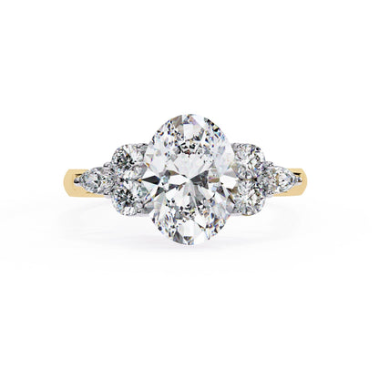 Diamond ring with gold band on a white background