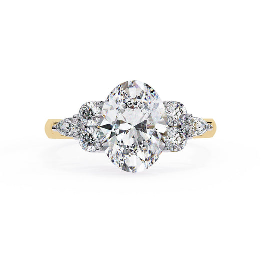 Diamond ring with gold band on a white background