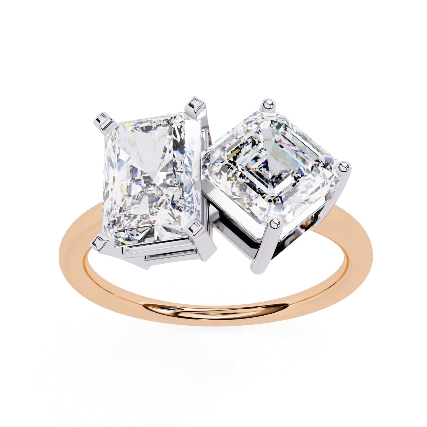 Radiant And Emerald Cut Diamond Engagement Ring