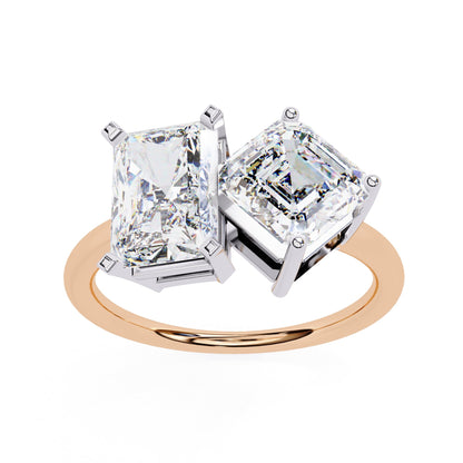 Radiant And Emerald Cut Diamond Engagement Ring