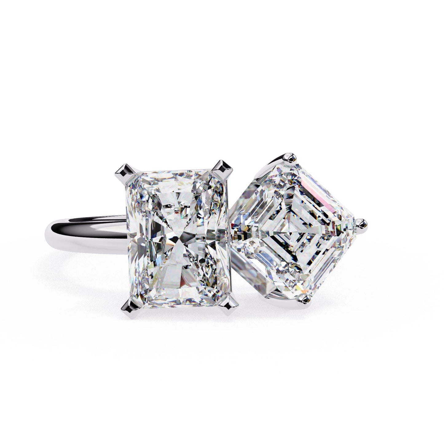 Radiant And Emerald Cut Diamond Engagement Ring