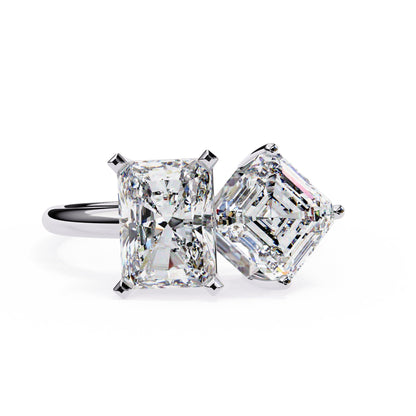 Radiant And Emerald Cut Diamond Engagement Ring