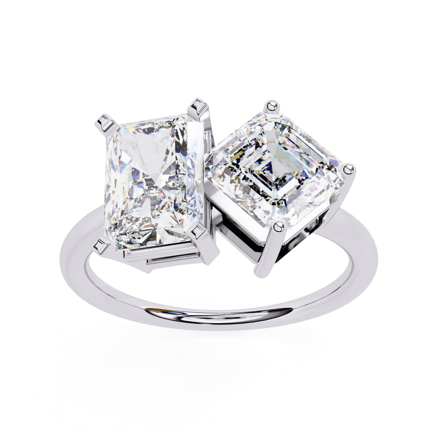 Radiant And Emerald Cut Diamond Engagement Ring