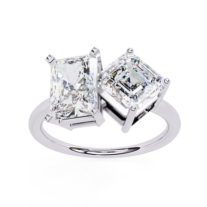 Radiant And Emerald Cut Diamond Engagement Ring
