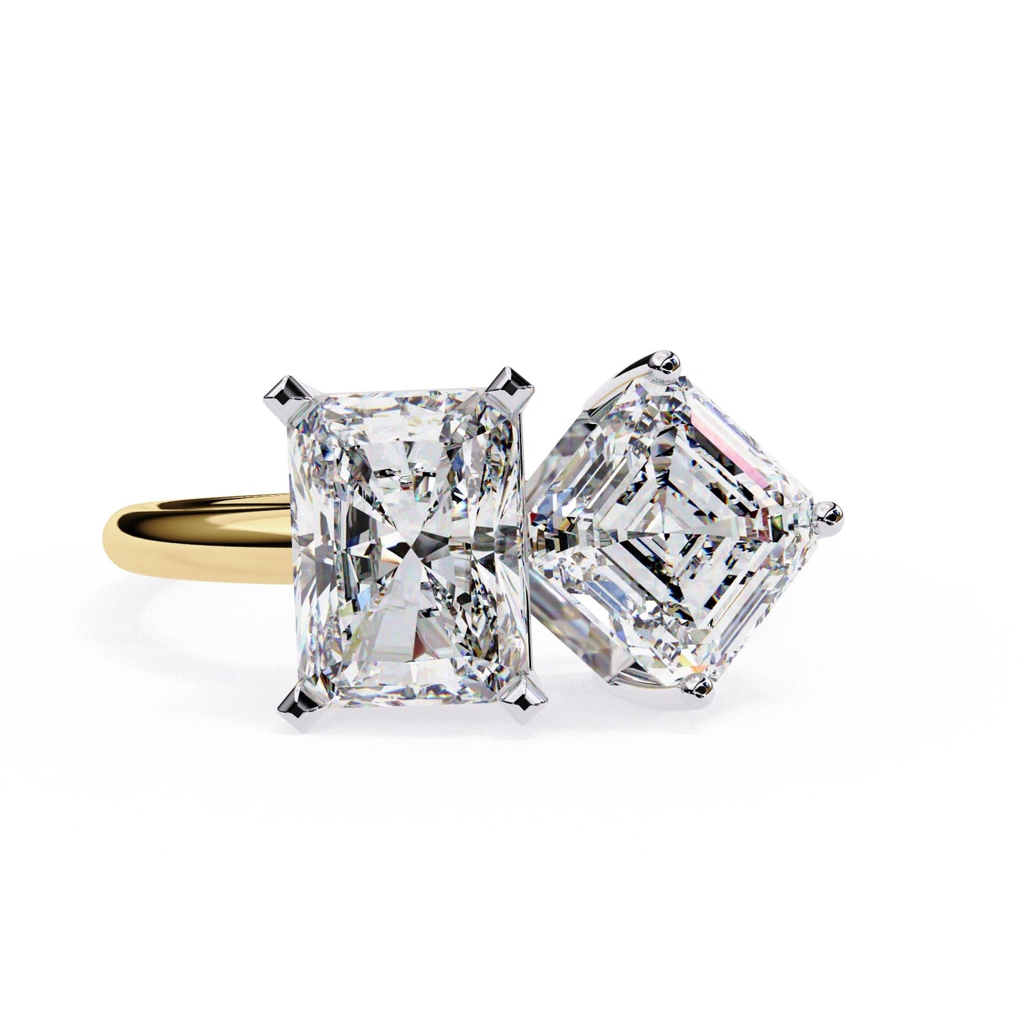 Radiant And Emerald Cut Diamond Engagement Ring