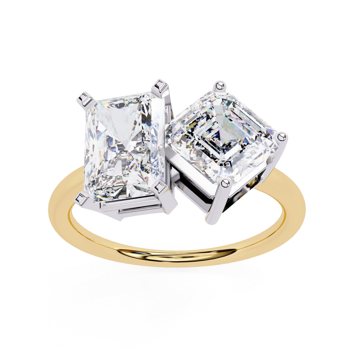 Radiant And Emerald Cut Diamond Engagement Ring