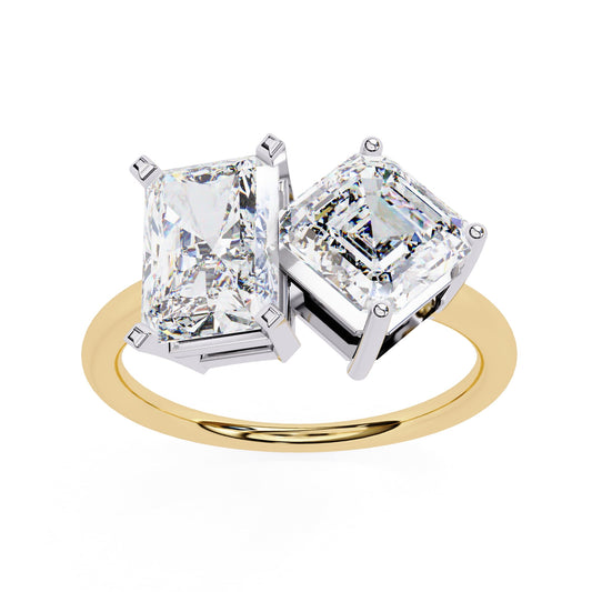 Radiant And Emerald Cut Diamond Engagement Ring