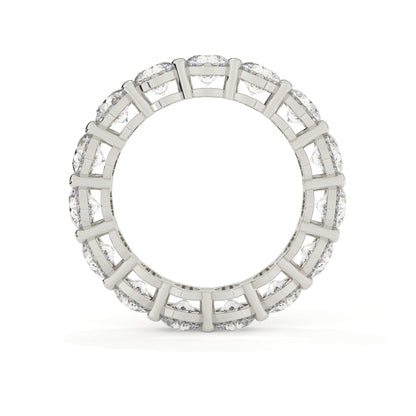 Diamond ring with a white gold band on a white background