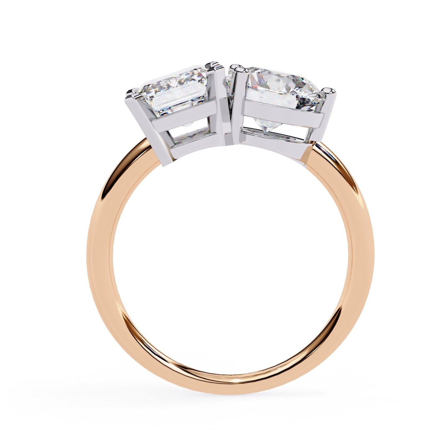 Two Stone Radiant And Round Cut Lab Diamond Ring